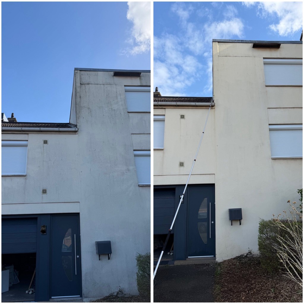 Avant après nettoyage façade maison moderne — Aero Flandres Nord Pas-de-Calais